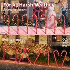 AOSEA Christmas Decorations Outdoor, 80 Red LEDs Solar Christmas Candy Cane Lights, 10 Pack Solar Pathway Lights with 8 Lighting Modes, Waterproof Solar Lights for Yard, Walkway, Lawn, Garden Decor