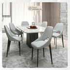 LeisureMod Amalfi Upholstered Fabric Dining Chair – Modern Side Chair with Iron Legs, Mid-Century Accent Chair for Dining Room or Kitchen