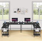 L-Shaped Desk,Corner Computer Desk with Storage Shelves,Large Gaming Desk PC Laptop Writing Workstation with Monitor Stand for Home Office Black
