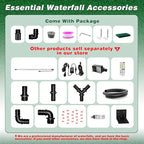 Waterfall Pool Fountain, LONGRUNNEW Stainless Steel Waterfall Spillway with Pipe Connector Kits for Outdoor/Indoor Decorative, 11.8 Inches Pool Water Feature for Garden Patio, Backyard Koi Pond Decor