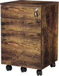 TOPSKY 3 Drawers Wood Mobile File Cabinet Fully Assembled Except Castors (Rustic Brown, 16.3x15.7x24.4)