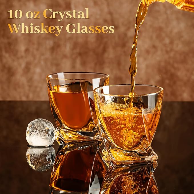 PARACITY Whiskey Glasses Set of 2, Old Fashioned Cocktail Glass, 10 OZ Whiskey Glasses, Bourbon Glasses, Rocks Glasses for Scotch, Liquor Vodka, Bourbon, Whiskey Gifts for Men, Husband, Boyfriend | Old fashioned glassware has a 3.54 in wide profile for...
