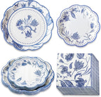 Kate Aspen Blue Willow Paper Plate and Napkin Set - Elegant Disposable Plates for Weddings, Something Blue Before I Do Bridal Shower Decorations, Baby Shower Plates, Tea Party Supplies - 62 Piece