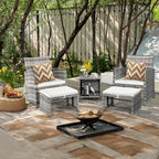 Outvita 5 Pieces Patio Furniture Set, Outdoor Rattan Sectional Sofa Conversation Sets with Coffee Table, Single Sofa and Ottoman for Garden Backyard Balcony Porch Poolside(Gray Gradient)