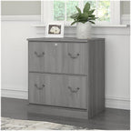 Saratoga 2-Drawer Lateral File Cabinet, Locking, Letter/Legal, Modern Gray, 26.85-Inch