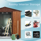 6x6 ft Outdoor Metal Storage Shed with Floor Foundation and Window, Lockable Galvanized Steel Tool Shed with Sliding Door and Air Vent, Waterproof Garden Storage House for Backyard, Patio
