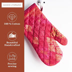 Maison d'Hermine Oven Gloves 100% Cotton Oven Mitt (7" x 13", Pack of 1) | With Loop Heat Resistant BBQ Cooking Gloves Baking Kitchen Handling Hot Pans Thanksgiving Christmas - Versailles