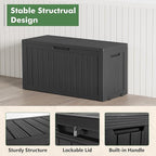 NUNU LAB 76 Gallon Deck Box, Large Resin Outdoor Storage Box, Waterproof Patio Storage Container with Double Wall Panels for Cushions, Garden Tools, Pool Toys, and Packages