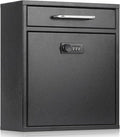 xydled Wall-Mount Mailboxes with Combination Lock, Black, Large | Steel Combination Lock Mail Boxes Outdoor, Locking Wall Mount Mailbox, Security Key Drop Box, 13.4H x 11.6L x 5.8W Inches