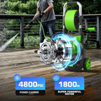 4800 PSI Pressure Cleaner- 4.0 GPM High Power Cleaner with 33FT Hose Reel, 4 Spray Tips and Soap Bottle for Car Washing, Fence Cleaning, Patio Maintenance（Upgraded）(Green)