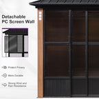PURPLE LEAF 12' X 20' Sunroom Patio Hardtop Gazebo Double Top Galvanized Steel Roof Outdoor Screen House Aluminum Solarium Backyard Sun Room