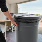 PRO&Family 20 Gallon Trash Can with Lid Round Ingredient Storage Containers Recycling Bin Kitchen Garbage Can Office Garbage Can Trash Barrel Plastic Barrel Yard Waste Bin Outdoor Trashcan (10, Gray)