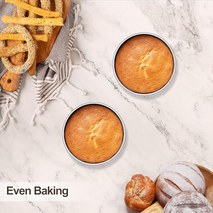 Homikit Mini Round Cake Pan Set of 2, 4 Inch Stainless Steel Small Baking Pans, 2” Deep Layer Smash Cake Tins, Oven & Dishwasher Safe，Non-Toxic & Healthy
