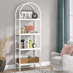 Tribesigns 4-Tier Open Bookshelf, 70.8" Industrial Wood Bookcase Storage Shelves with Metal Frame, Freestanding Display Rack Tall Shelving Unit for Office, Bedroom, Living Room (White, 1PC)