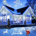 Christmas Snowflake Icicle Lights Outdoor - Plug-in 10.5ft 5 Drops 240LED Snowflake Window Lights with 8 Modes, Hanging Lights for Indoor Outdoor Porch Eaves Rooftops Christmas Decor, Multicolor
