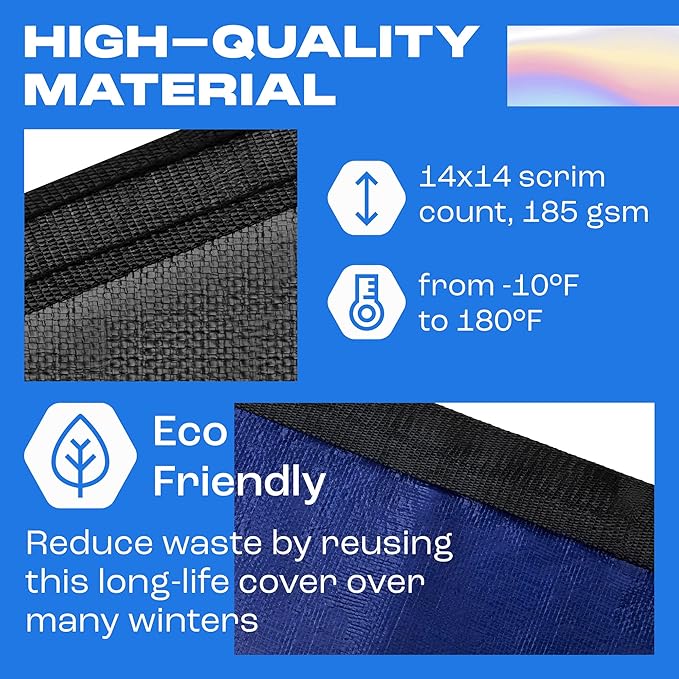 Winter Pool Cover 30 ft Round for Above Ground | Extra Thick & Durable Above-Ground Pool Cover | Sapphire Series of Premium Cold- and UV-Resistant Pool Cover | by Yankee Pool Pillow