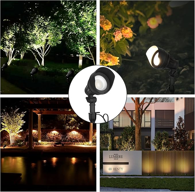 DEWENWILS LED Low Voltage Landscape Lights, 14W 540LM 3000K 12V Aluminum Outdoor Spotlight, IP65 Waterproof Landscape Lighting for Yard, Garden, House, Tree, Lawn, 4 Pack