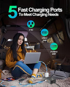 YSOLX 300W Power Inverters for Vehicles, DC 12v to AC 110v Car Inverter Converter, 24W USB Fast Charging Port, Dual AC Car Plug Adapter Outlet for Laptops Camping (LED Display)