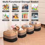 Storage Baskets for Shelves Organizing, Woven Cotton Rope Baskets for Storage, Book Basket, Towel Basket, 12.5"Lx9.1''Wx7.9''H (4 Packs) Gradient Black & Jute
