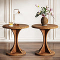 Tribesigns Round End Table for Living Room, Wood Side Table Set of 2, Mid-Century Bedside Nightstand for Bedroom, Accent Table, Easy Assembly, Vintage Brown