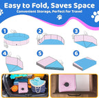 2025 Updated Foldable Dog Pool, 87" x 12" Kiddie Pool with Hard Plastic, Non-Slip Dog Bath Tub for Outdoor Backyard, Collapsible Dog Swimming Pool for Kids Dogs Pets (Pink)