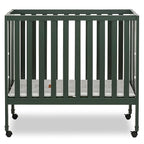 Jett Non-Full Size Folding Convertible Crib, Lightweight Portable Crib, Three Adjustable Mattress Height Settings, Easy to Fold Travel Crib, 1.5” Mattress Pad Included