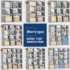 Mavivegue Book Shelf, 9 Cube Storage Organizer, DIY Bookcase, Metal Cube Bookshelf, Tall Book case for Bedroom, Living Room, Office, Closet Storage Organizer, Grey Cubicle Storage Rack