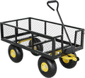 900 Lbs Garden Wagon, 2-in-1 Heavy-Duty Steel Garden Cart, with 10 Inch All-Terrain Tires and Removable Mesh Side Panels, 180° Rotating Handle, Metal Multi-Function Carts, Outdoor Gardens Wagon Cart