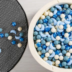 GOGOSO Ball Pit Balls Stars Moon Shapes Plastic Pitballs for Toddler Play Tent Baby Photo Props Kids Pool Water Toys Kiddie Pool Party Decor, Pearl Blue+Cream Blue+White,500PCS