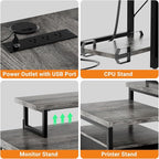 Unikito 70.8" Reversible L Shaped Computer Desk with Fabric File Drawers, Corner Desk with RGB LED Lights & Power Outlets & Monitor Stand, Large Gaming Desk for Home Office Workstation, Black Oak