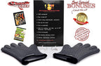 KITCHEN PERFECTION Silicone Smoker Oven Gloves-Extreme Heat Resistant BBQ Gloves-Handle Hot Food Right on Your Grill Fryer & Pit|Waterproof Grilling Cooking Baking Mitts|Superior Value Set +3 Bonuses | Waterproof, 5-Finger Design For A Better Grip, for...