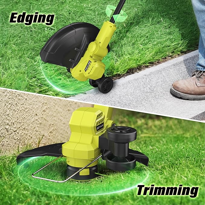 SEYVUM 20V String Trimmer and Leaf Blower Combo Kit, 12-inch Cordless Weed Trimmer with 6 Pcs Grass Cutter Spool Line, 500 CFM Electric Leaf Blower for Lawn Care with 2 X 4.0Ah Battery and Charger