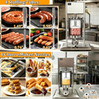 CTJ Sausage Stuffers Stainless Steel Sausage & Churro Maker 3L/7Lb,Silver | Manual 2 in 1 Sausage Stuffer & Churro Maker, 2-Speed Adjustable Vertical Sausage Maker, 4 Stuffing Tubes & Churros Nozzle