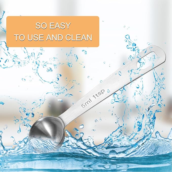Lusofie 2 Pcs 1 Teaspoon Measuring Spoons 5ml Mini Spoons Stainless Steel Measuring Spoons For Kitchen Cooking Spoon Coffee Spoon (Silver)