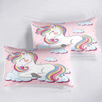 Kids Comforter Bedding Set Twin Size, 3 Piece Super Soft Breathable Print Kids Bedding Sets for Girls, Machine Washable Durable Comforter Set with Comforter and 2 Pillowcases (Twin, Pink Unicorn)
