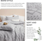 Bedsure Queen Comforter Set - Light Grey Comforter, Boho Tufted Shabby Chic Bedding Comforter Set, 3 Pieces Vintage Farmhouse Bed Set for All Seasons, Fluffy Soft Bedding Set with 2 Pillow Shams