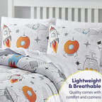 Kids Bedding Set Bed in a Bag for Boys and Girls Toddlers Printed Sheet Set and Comforter, Full, Floating in Space (Pack of 4)