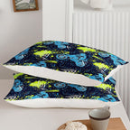 Axolotl Boys Dirt Bike Bedding Set Twin,Dirt Bike Comforter Set,Extreme Sports Tie Dye Bedding Set Motor Biker,Motocross Rider Comforter Set for Boys Kids Teens Men,1 Quilt 2 Pillowcases,Blue Green