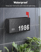 Uniclife Wall Mount Mailbox for Outside (No Locking Mechanism) | Flag & Number Stickers, Large Metal Mail Box for House, Modern Post Box for Outdoor Office Home