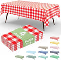 4 Packs Buffalo Disposable Table Cloth, 54 x 108 Inch Waterproof Plastic Tablecloth, Rectangle Red and White Checkered Table Covers for Picnic, Birthday, Party, Back to School
