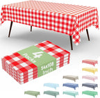 4 Packs Buffalo Disposable Table Cloth, 54 x 108 Inch Waterproof Plastic Tablecloth, Rectangle Red and White Checkered Table Covers for Picnic, Birthday, Party, Back to School
