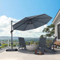 PURPLE LEAF 11 Feet Patio Umbrella Outdoor Cantilever Round Umbrella Aluminum Offset Umbrella with 360-degree Rotation for Garden Deck Pool Patio Light Grey