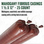 LEM Products Mahogany Fibrous Sausage Casings, 1.5" x 12" Non-Edible Casings for Summer Sausage, Pepperoni, Salami, Italian, Homemade Sausages, Stuffs Approx. 1 lb Each, 25-Pack