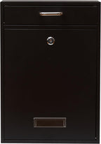 Wall Mounted Locking Vertical Dropbox Mailbox - Safe and Secure (Large) | Made with Galvanized Steel (Black)