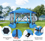 COBlZl Pop Up Gazebo 12x12 Screen House Tent for Camping, Outdoor Instant Stargazing Gazebo Canopy with Awning 2.0, Portable Hub Tent with Mosquito Netting, Pavilion for Backyard,Blue