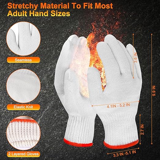 ANBOSON BBQ Gloves Disposable, Heat Resistant Grilling Gloves for Cooking | 6Mil Disposable Nitrile Gloves-100Ct & 4 Cotton Liners for BBQ, Grill, Smoker, Cooking, Food Prep, Catering, Large, Black