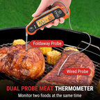 TempPro TempSwift 2 Probes Meat Thermometer Digital with 2 Display Channels | IP65 Waterproof Food Thermometer with 7 Target Temp Settings, instant read meat thermometer for Cooking BBQ Oven Smoker