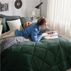 Bedsure Forest Green Twin XL Comforter Set - 5 Pieces Reversible Twin XL Bed in a Bag for College, Extra Long Twin Bed Set Forest Green and Grey with Comforters, Sheets, Pillowcase & Sham
