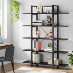 Tribesigns 5-Tier Bookshelf, Vintage Industrial Style Bookcase 72 H x 12 W x 47L Inches, Black