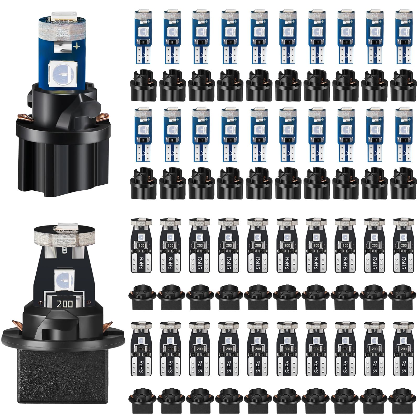 BBTO 20 Set T5 T10 LED Bulbs Dash Lights with Twist Socket Instrument Dashboard Light LED Bulbs for Interior Car Lights Dashboar